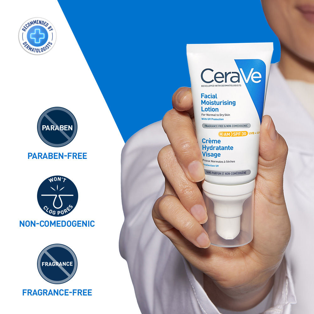 CeraVe AM Facial Moisturizing Lotion With Sunscreen SPF 30 UVB + UVA, Dermatologist Recommended Day Cream, 50g Buy at Indicrest Image 4