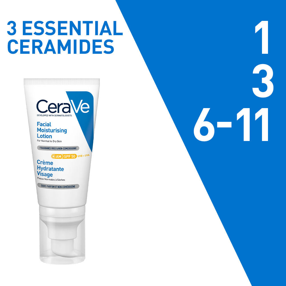 Cerave AM Facial Moisturizing Lotion With Sunscreen SPF 50 UVB + UVA, Dermatologist Recommended Day Cream, 52ml Buy at Indicrest Image 7