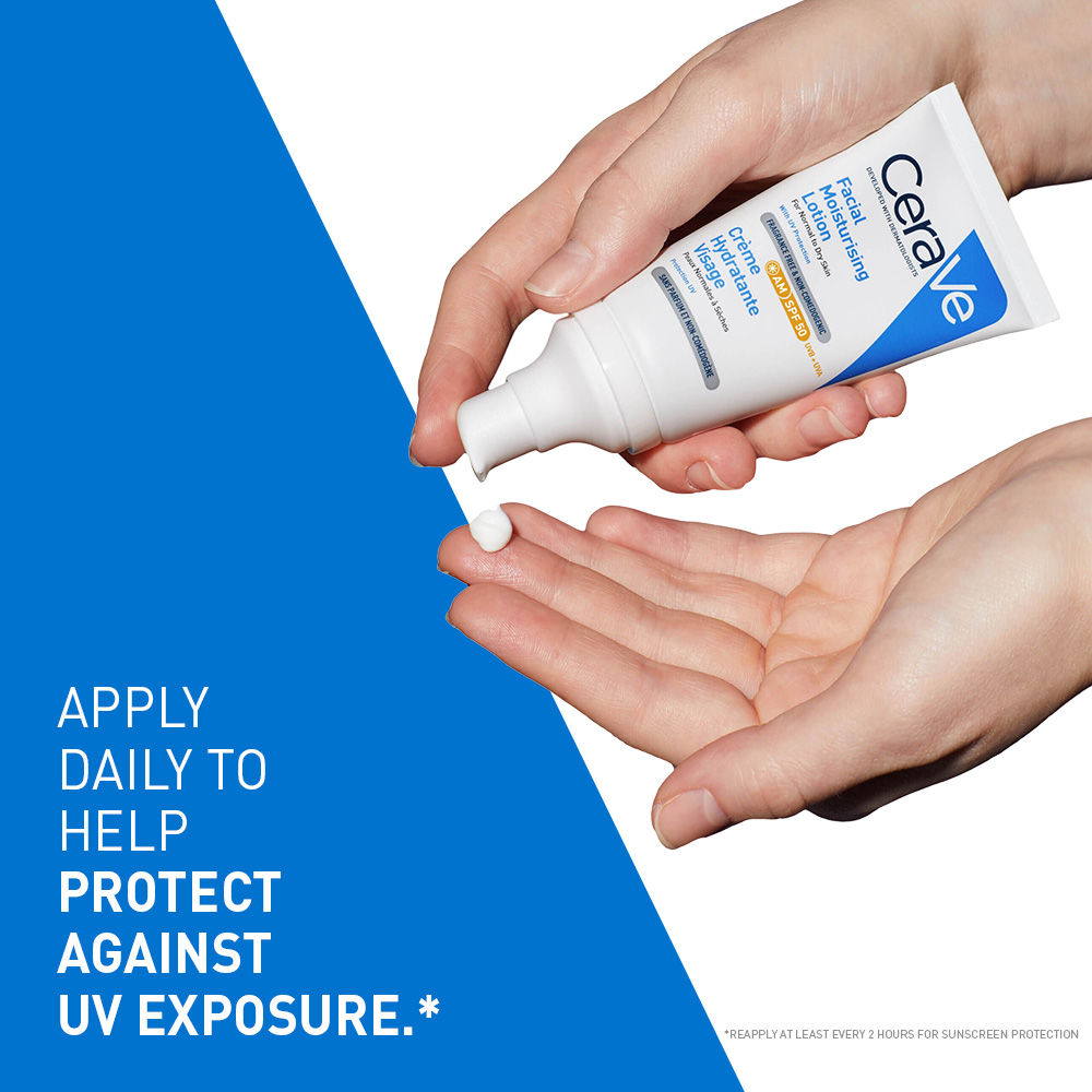 Cerave AM Facial Moisturizing Lotion With Sunscreen SPF 50 UVB + UVA, Dermatologist Recommended Day Cream, 52ml Buy at Indicrest Image 8