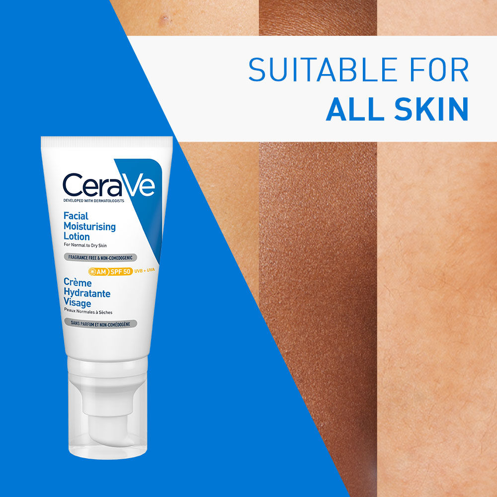 Cerave AM Facial Moisturizing Lotion With Sunscreen SPF 50 UVB + UVA, Dermatologist Recommended Day Cream, 52ml Buy at Indicrest Image 9