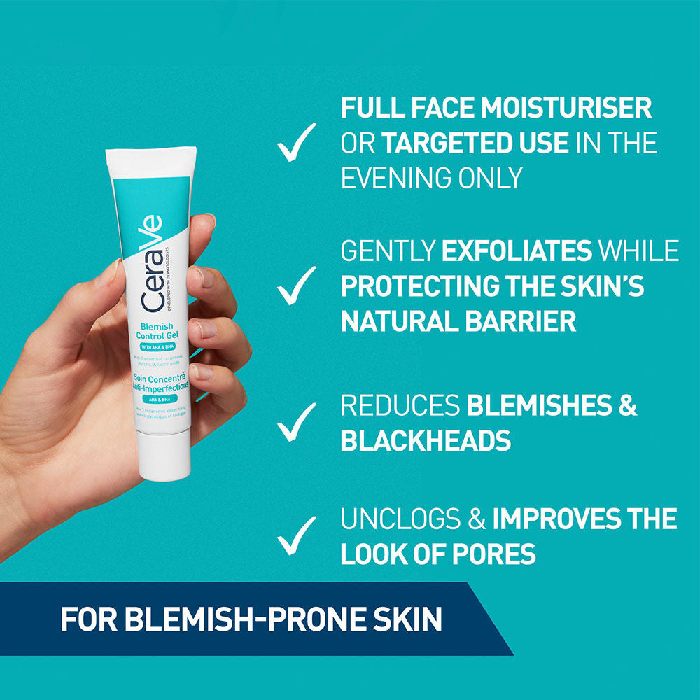 CeraVe Blemish Control Gel with 2% Salicylic Acid, AHA & Niacinamide for Acne Spot Treatment, 40ml Buy at Indicrest Image 5