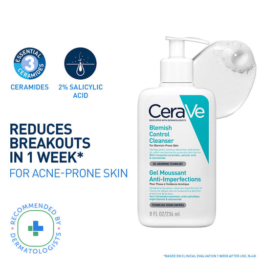 CeraVe Blemish Control Cleanser with 2% Salicylic Acid & Niacinamide for Acne-prone skin, 236ml Buy at Indicrest