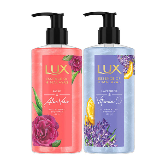 Lux Lavender & Vit C + Rose & Aloevera Shim Body Wash Combo, 2 pieces