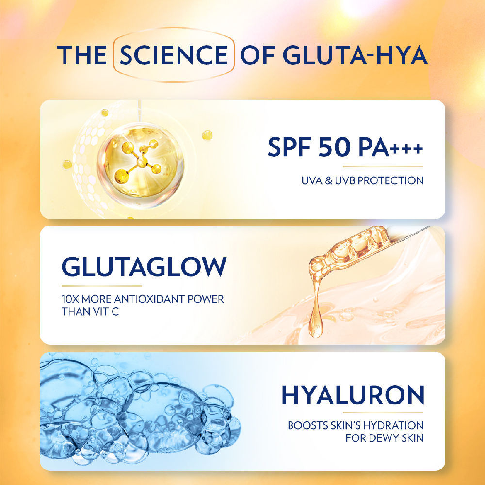 Vaseline Gluta Hya Antioxidant SPF 50 PA+++ Sunscreen, 175ml + Gluta-Hya Dewy Radiance Lotion Bright, 200ml Combo, 2 pieces Buy at Indicrest Image 4