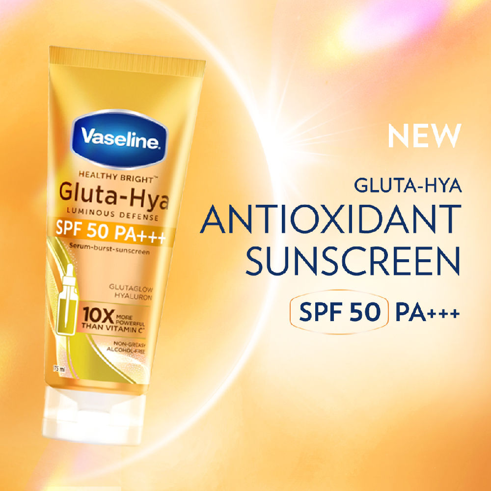 Vaseline Gluta Hya Antioxidant SPF 50 PA+++ Sunscreen, 175ml + Gluta-Hya Dewy Radiance Lotion Bright, 200ml Combo, 2 pieces Buy at Indicrest Image 6