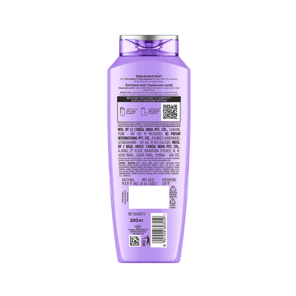 L'Oreal Paris Hyaluron Moisture Anti-frizz Shampoo With Hyaluronic Acid for 72 HR Hydrated Hair, 200ml Buy at Indicrest Image 13