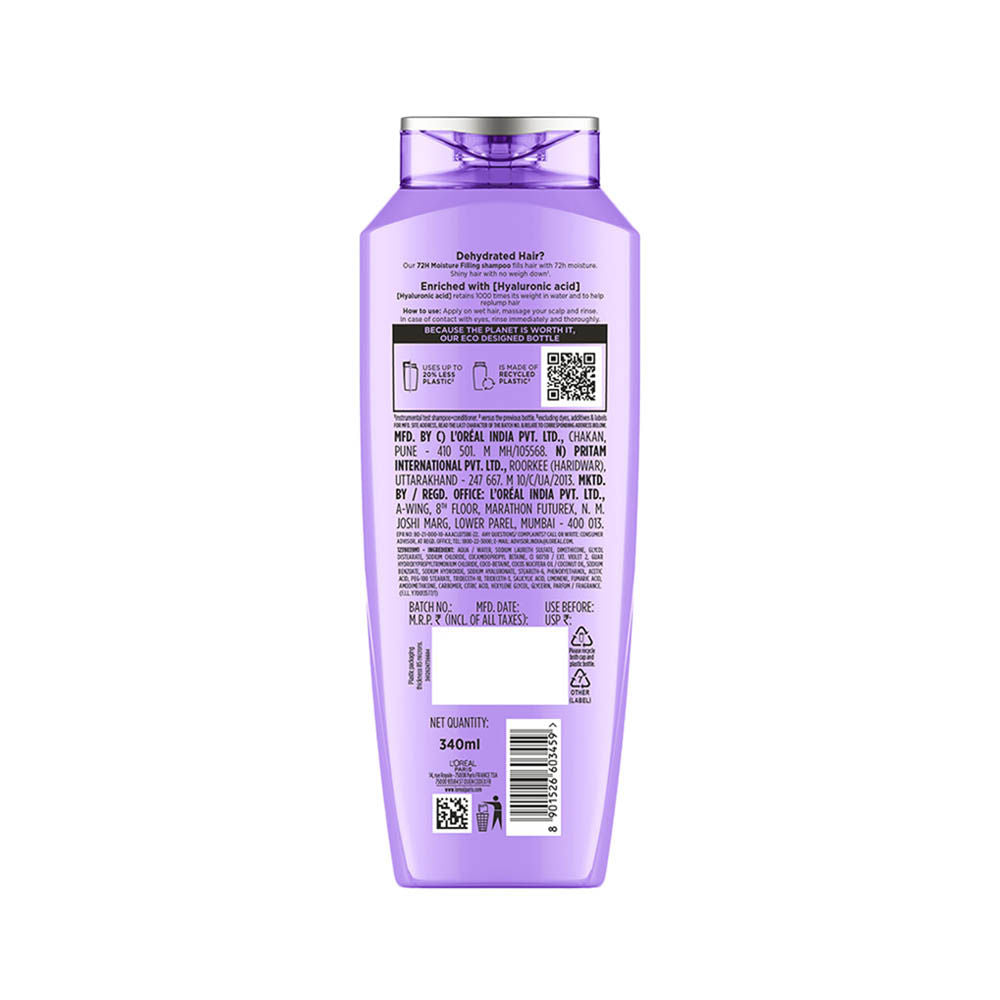 L'Oreal Paris Hyaluron Moisture Anti-frizz Shampoo With Hyaluronic Acid for 72 HR Hydrated Hair, 340ml Buy at Indicrest Image 13