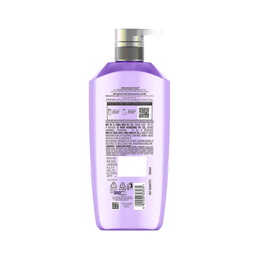 L'Oreal Paris Hyaluron Moisture Anti-frizz Shampoo With Hyaluronic Acid For 72 HR Dehydrated Hair, 1 Litre Buy at Indicrest Image 13