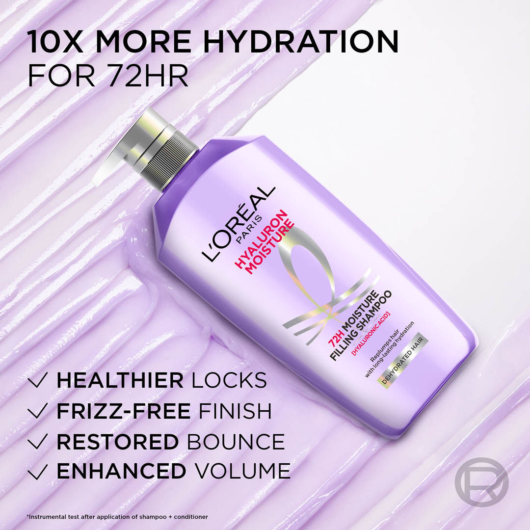 L'Oreal Paris Hyaluron Moisture Anti-frizz Shampoo With Hyaluronic Acid For 72 HR Dehydrated Hair, 1 Litre Buy at Indicrest Image 6