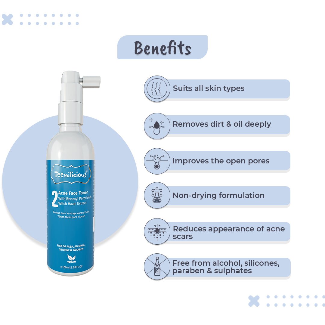 Fixderma Teenilicious Acne Face Toner With Benzoyl Peroxide | For Inflamed Acne Prone Skin, 100ml - Image 2 - Buy from Indicrest