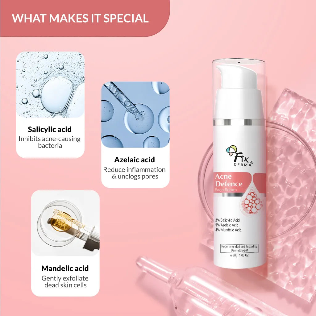 Fixderma Acne Defence Face Serum | Powered with 2% Salicylic Acid for Acne Free Skin, 30g - Image 3 - Buy from Indicrest