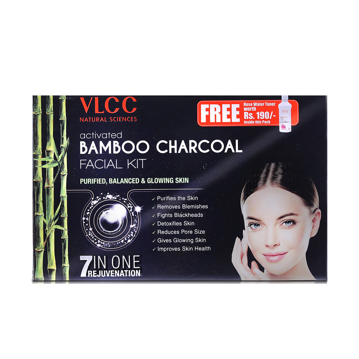 VLCC Activated Bamboo Charcoal Facial Kit with FREE Rose Water Toner - 400 g - Buy from Indicrest