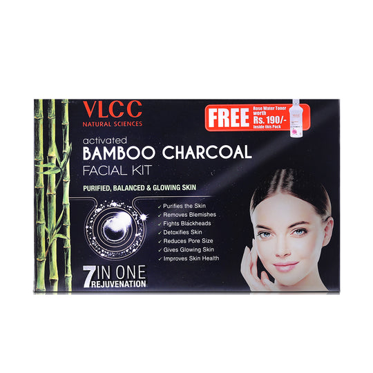 VLCC Activated Bamboo Charcoal Facial Kit with FREE Rose Water Toner - 400 g - Buy from Indicrest