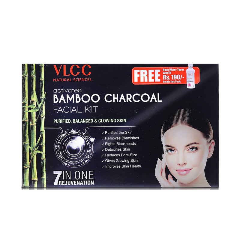 VLCC Activated Bamboo Charcoal Facial Kit with FREE Rose Water Toner - 400 g - Buy from Indicrest