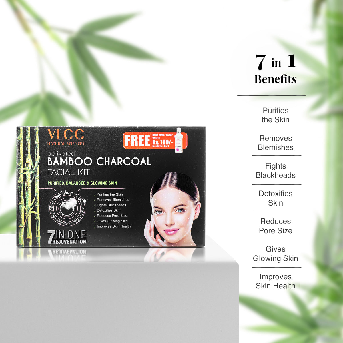 VLCC Activated Bamboo Charcoal Facial Kit with FREE Rose Water Toner - 400 g - Image 2 - Buy from Indicrest
