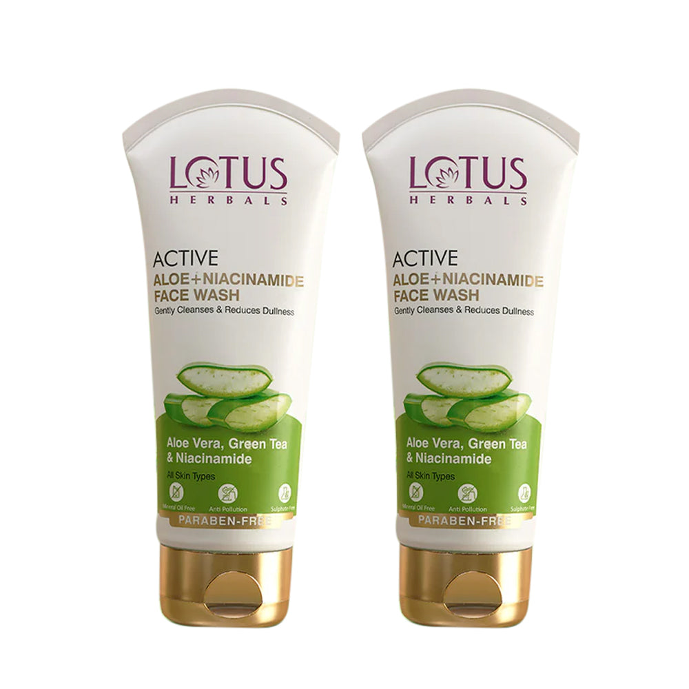 Lotus Herbals Active Aloe + Niacinamide Face Wash, 2 X 100g
