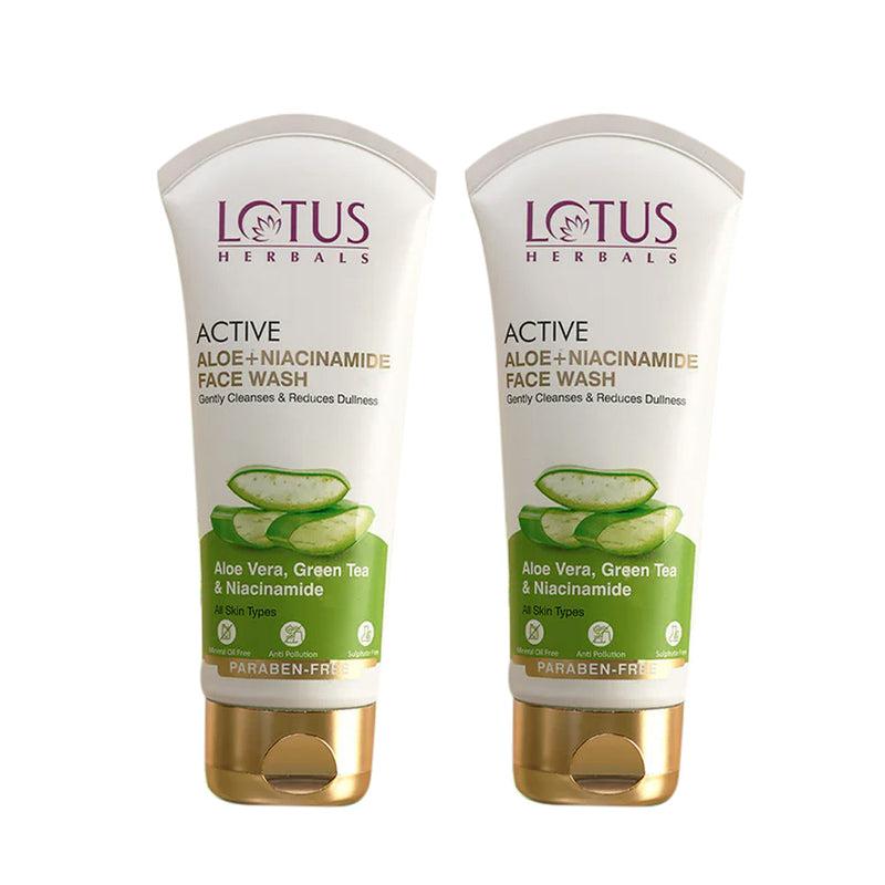 Lotus Herbals Active Aloe + Niacinamide Face Wash, 2 X 100g