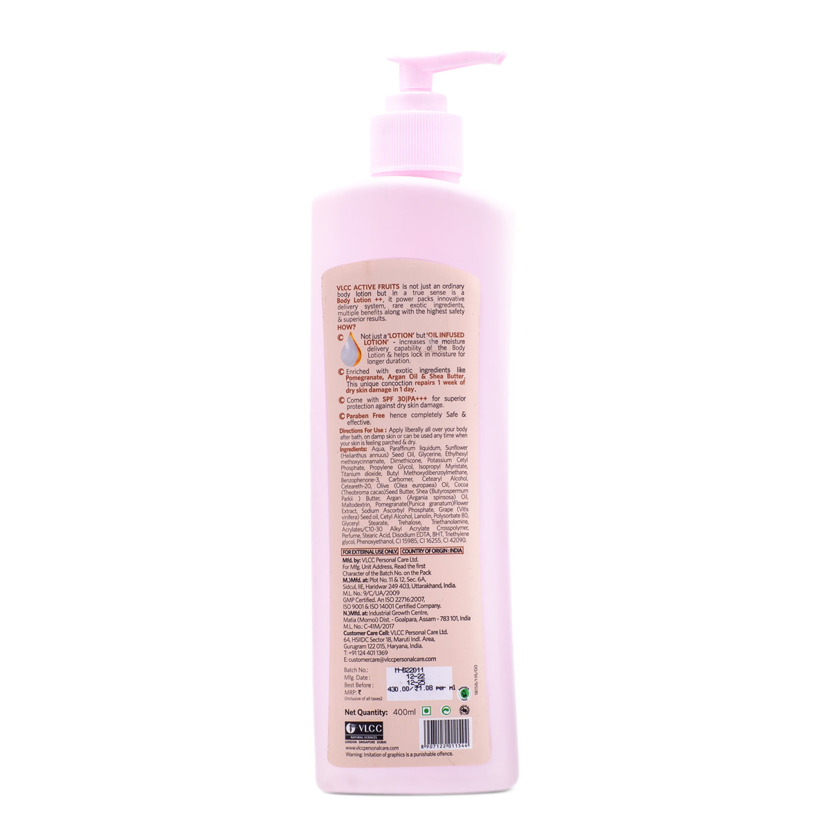 VLCC Active Fruits Damage Repair Body Lotion SPF 30 PA+++ - 400 ml - Image 6 - Buy from Indicrest