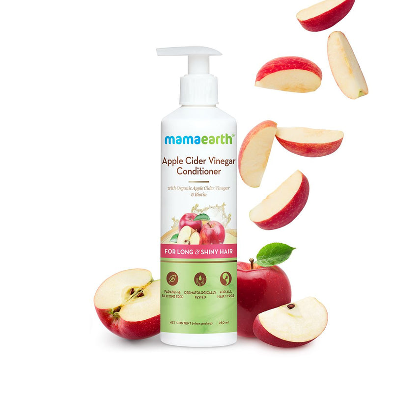 Mamaearth Apple Cider Vinegar Conditioner with Organic Apple Cider Vinegar and Biotin for Long and Shiny Hair, 250ml - Buy from Indicrest
