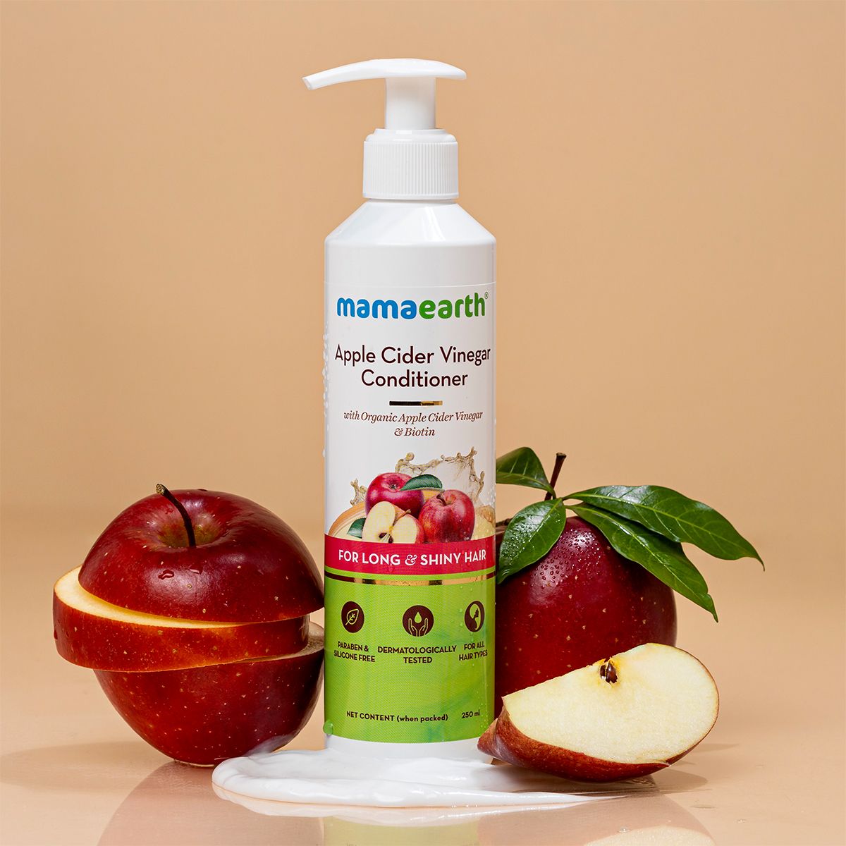 Mamaearth Apple Cider Vinegar Conditioner with Organic Apple Cider Vinegar and Biotin for Long and Shiny Hair, 250ml - Image 2 - Buy from Indicrest