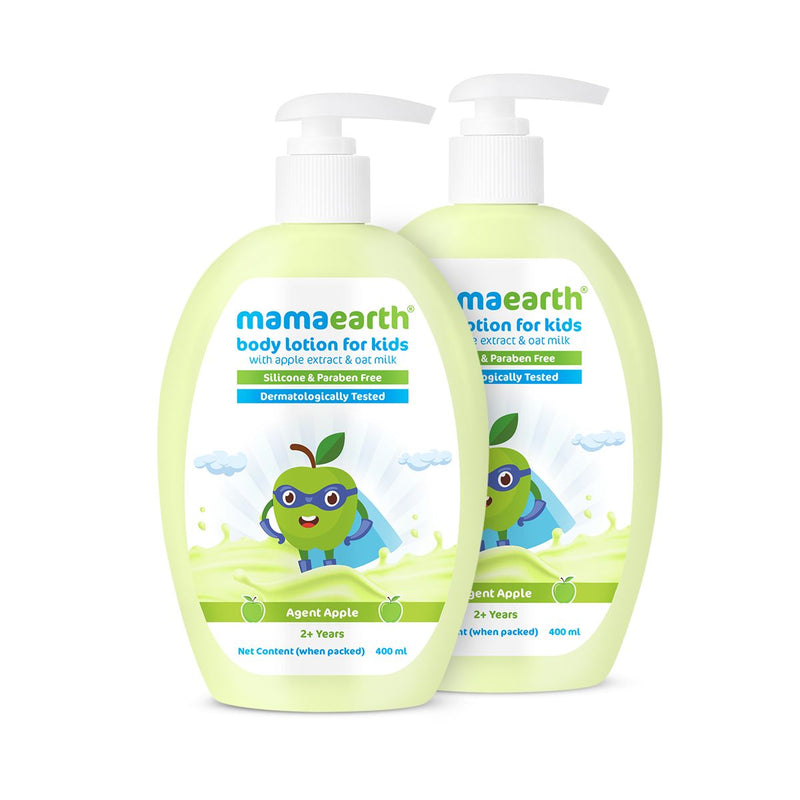 Mamaearth Agent Apple Body Lotion for Kids with Apple & Oat Milk, Pack of 2 X 400ml - Buy from Indicrest