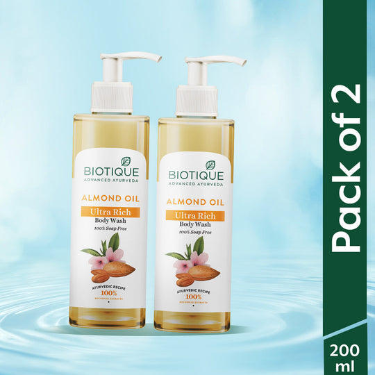 Biotique Pack of 2- Almond body wash, 200ml - Buy from Indicrest