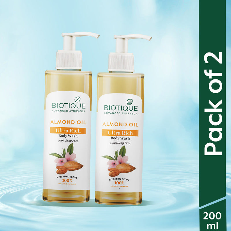 Biotique Pack of 2- Almond body wash, 200ml - Buy from Indicrest