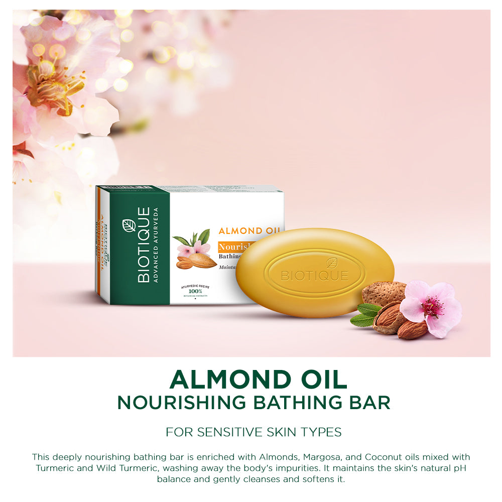 Biotique Almond Oil Nourishing Bathing Bar, 150g - Image 4 - Buy from Indicrest