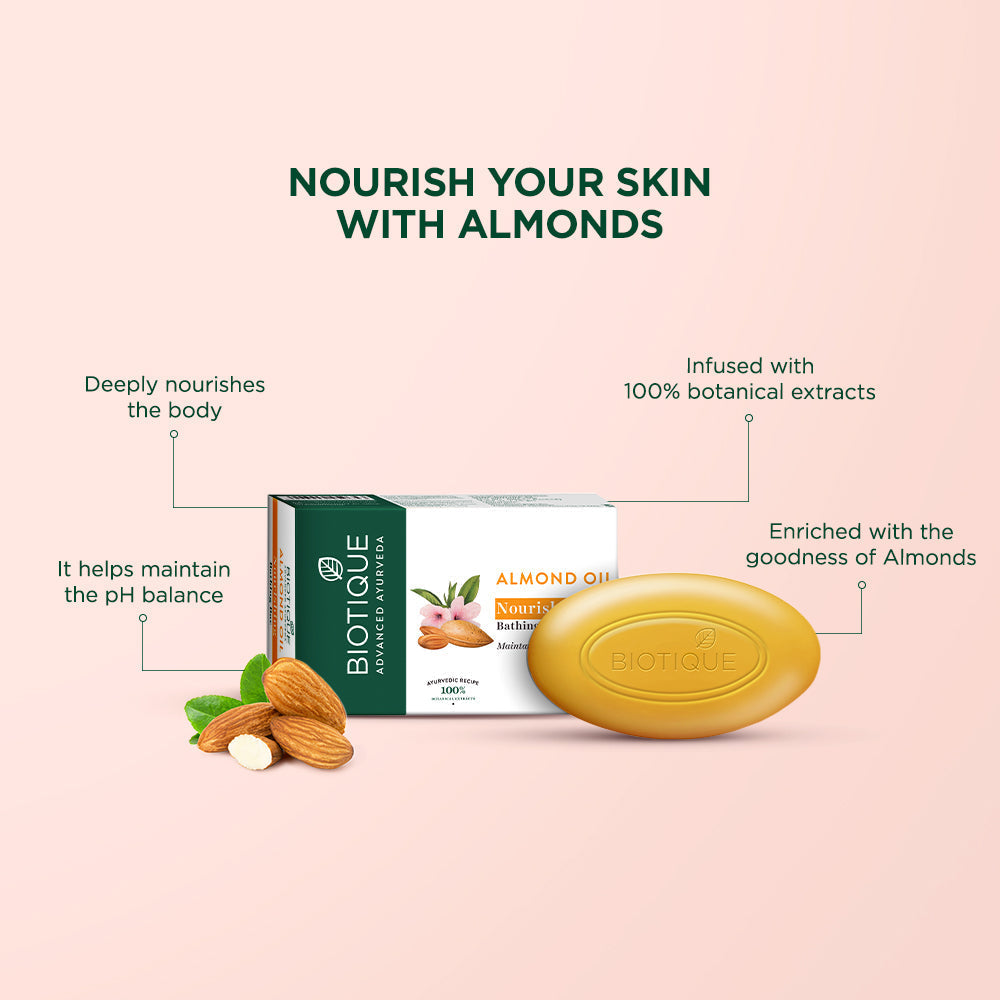 Biotique Almond Oil Nourishing Bathing Bar, 75g - Image 6 - Buy from Indicrest