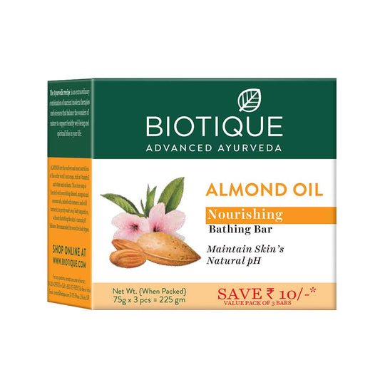 Biotique Almond Oil Nourishing Bathing Bar Pack of 3, 75g - Buy from Indicrest
