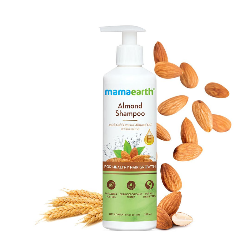 Mamaearth Almond Shampoo with Cold Pressed Almond Oil and Vitamin E for Healthy Hair Growth, 250ml - Buy from Indicrest