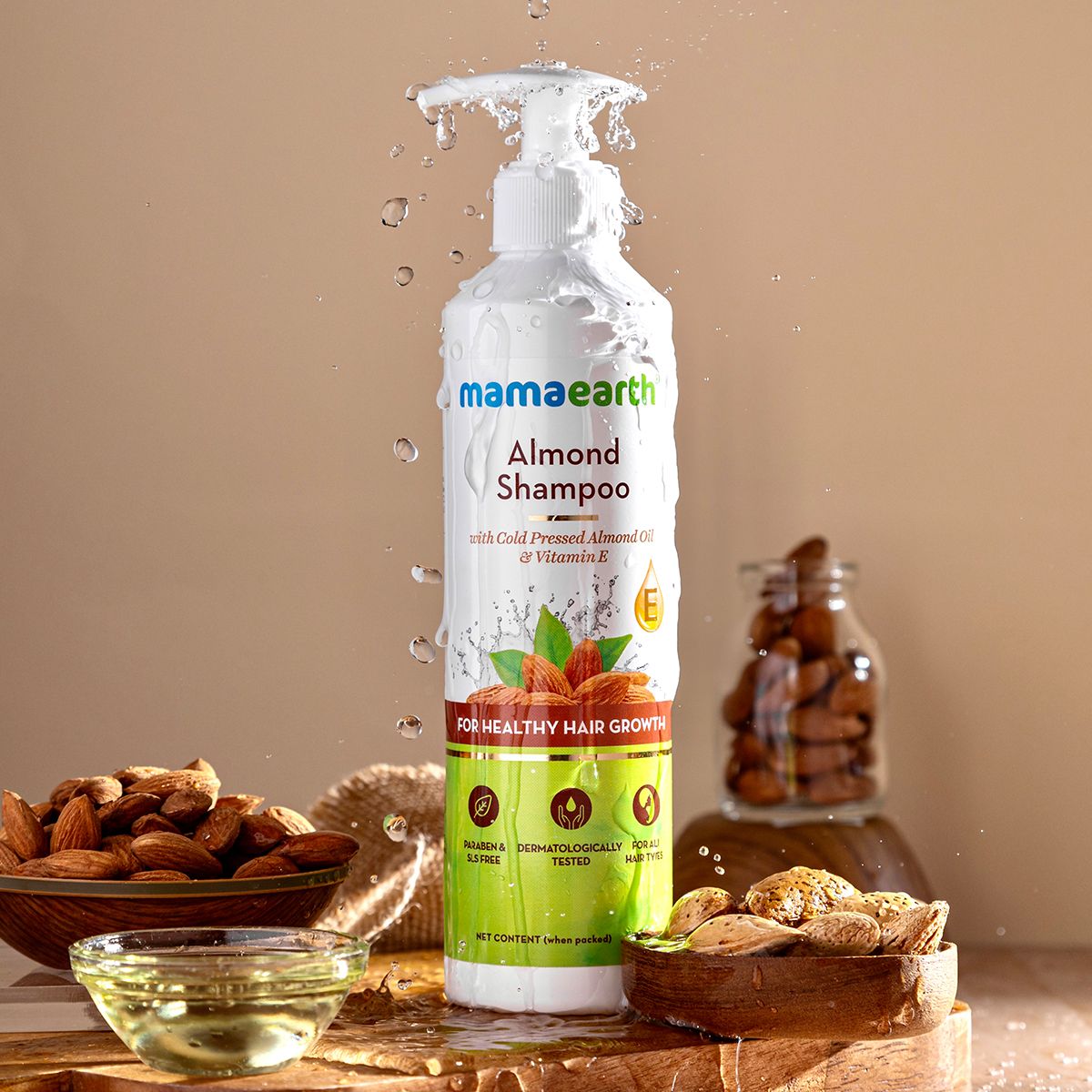 Mamaearth Almond Shampoo with Cold Pressed Almond Oil and Vitamin E for Healthy Hair Growth, 250ml - Image 2 - Buy from Indicrest