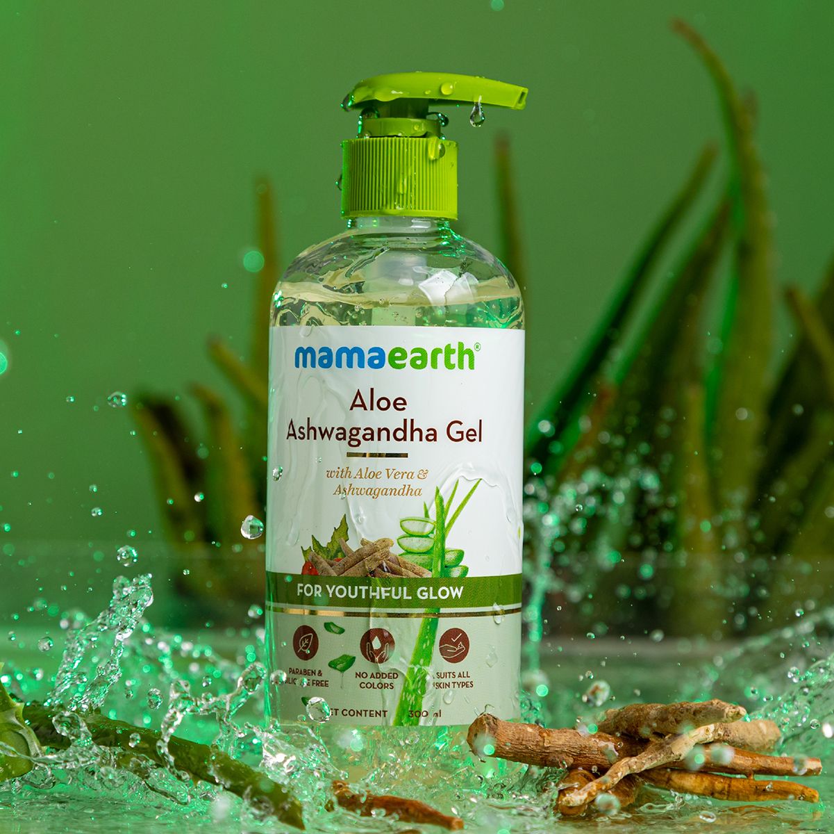 Mamaearth Aloe Ashwagandha Gel with Aloe Vera & Ashwagandha for a Youthful Glow, 300ml - Image 2 - Buy from Indicrest