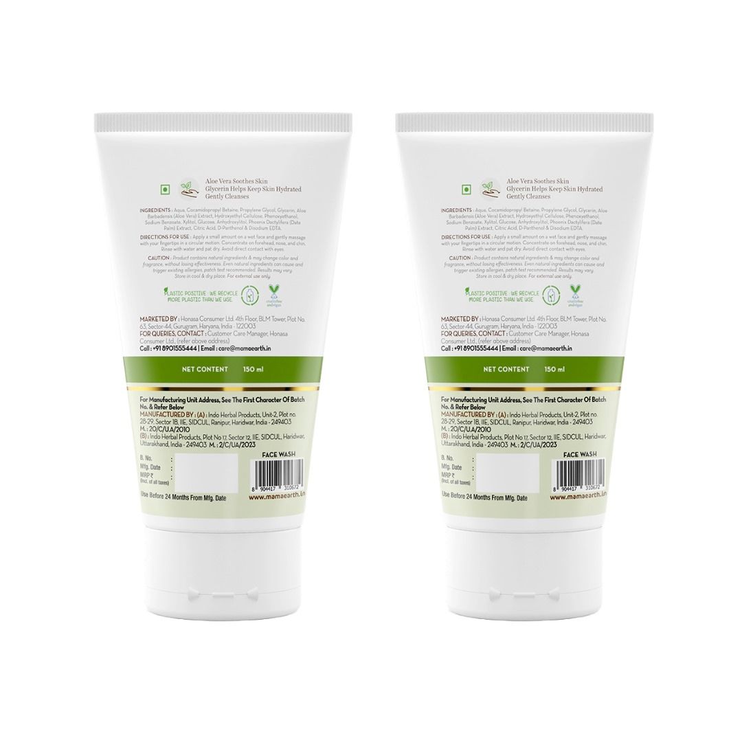 Mamaearth Aloe Gentle Face Wash with Aloe Vera & Glycerin for Normal to Sensitive Skin, Pack of 2 X 150ml - Image 6 - Buy from Indicrest