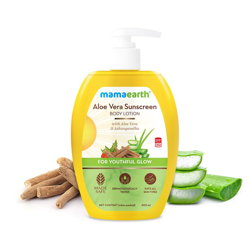 Mamaearth Sunscreen Body Lotion SPF 30, 300ml | Aloe Vera - Buy from Indicrest