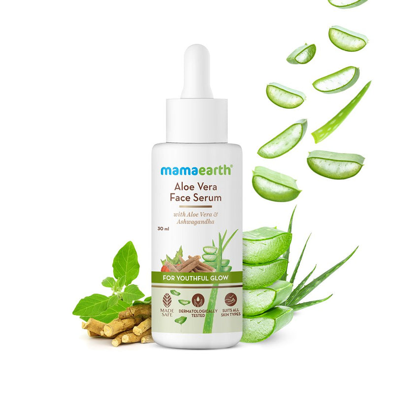 Mamaearth Aloe Vera Face Serum with Aloe Vera & Ashwagandha for a Youthful Glow, 30ml - Buy from Indicrest