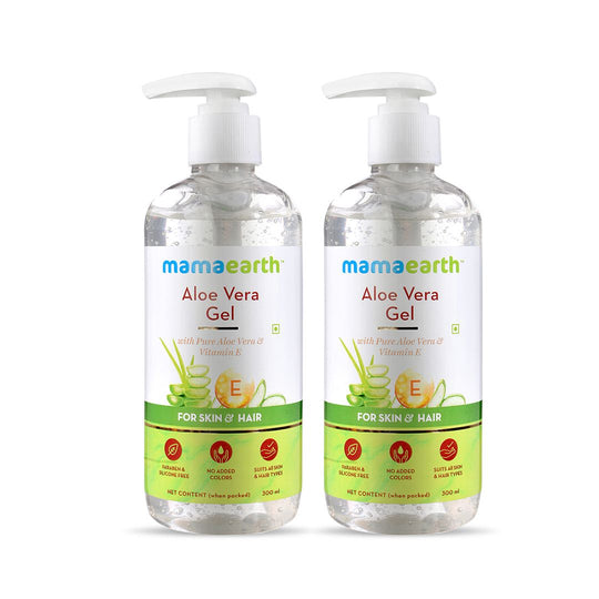 Mamaearth Aloe Vera Gel with Pure Aloe Vera & Vitamin E for Skin and Hair, Pack of 2 X 300ml - Buy from Indicrest