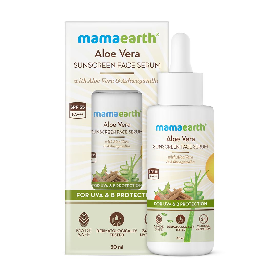 Mamaearth Aloe Vera Sunscreen Face Serum with Aloe Vera & Ashwagandha for UVA & B Protection, 30ml - Image 9 - Buy from Indicrest