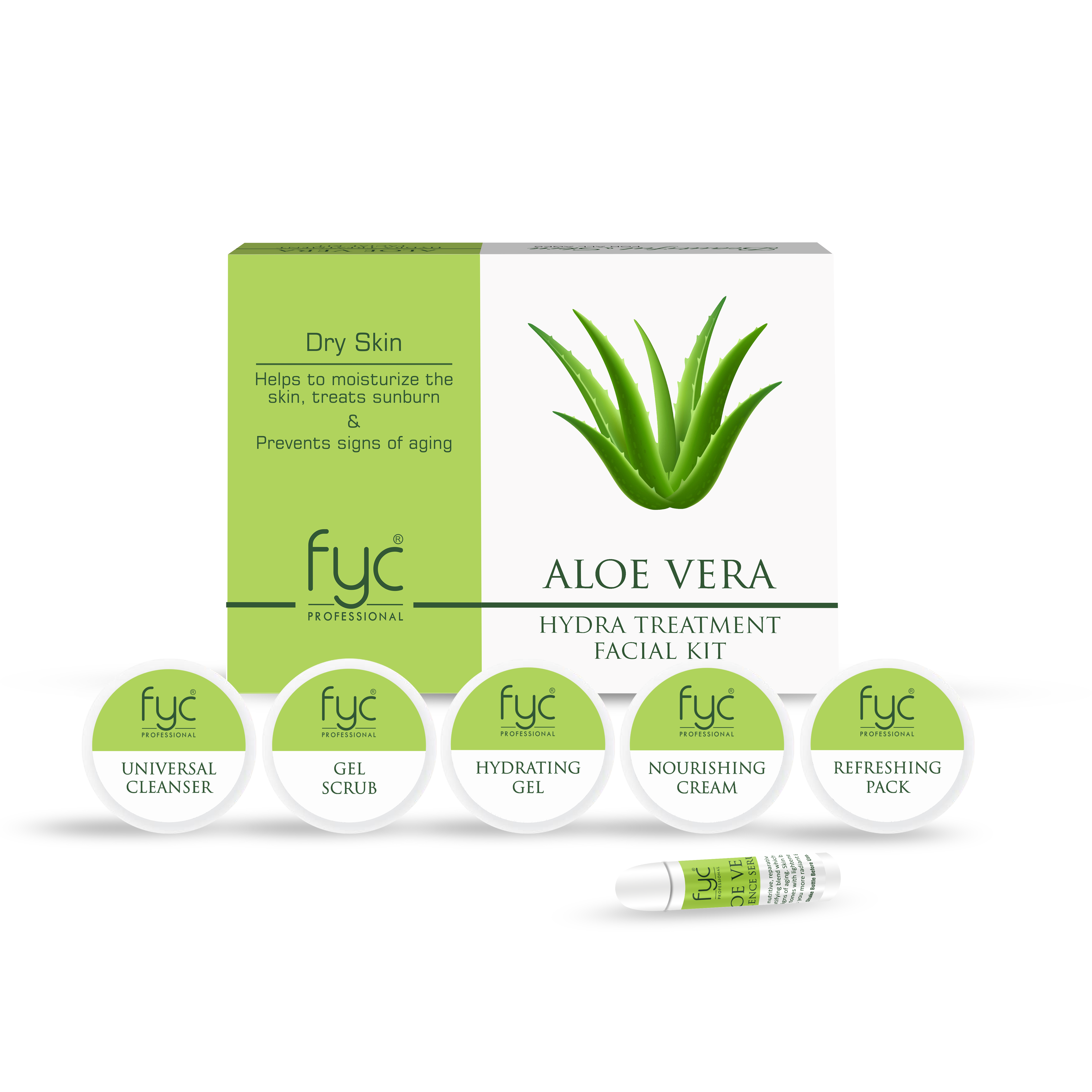 fyc-professional-aloe-vera-facial-kit-hydrating-skincare-set-for-glowing-soothing-results-set-of-5-260g - Buy from Indicrest
