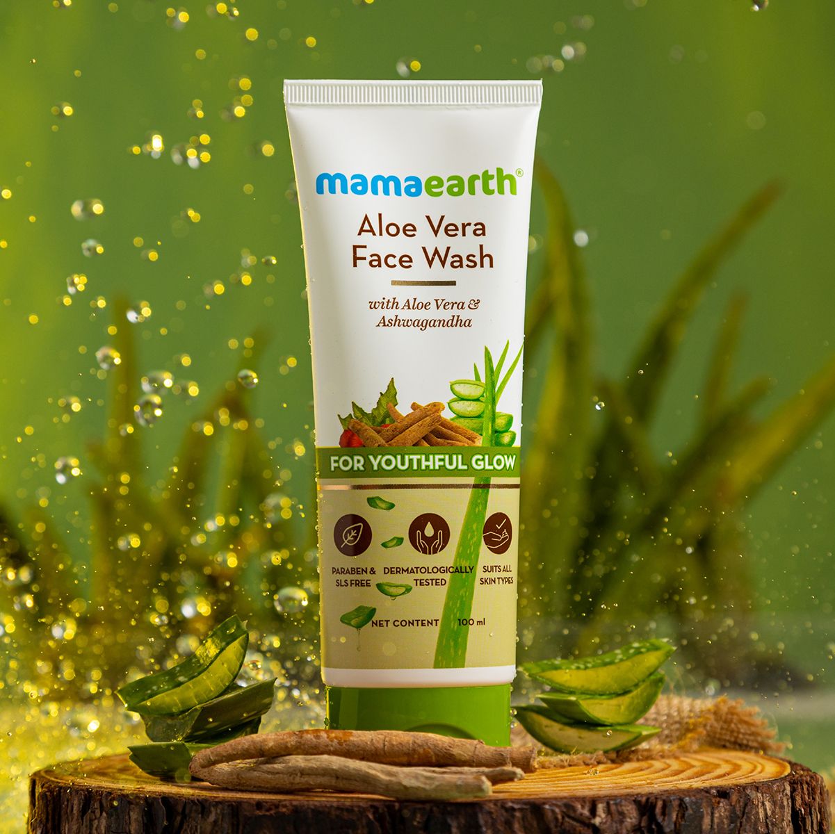 Mamaearth Aloe Vera Face Wash with Aloe Vera & Ashwagandha for a Youthful Glow, 100ml - Image 2 - Buy from Indicrest