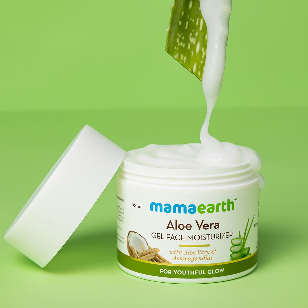Mamaearth Aloe Vera Gel Moisturizer with Aloe Vera & Ashwagandha for a Youthful Glow, 100g - Image 2 - Buy from Indicrest