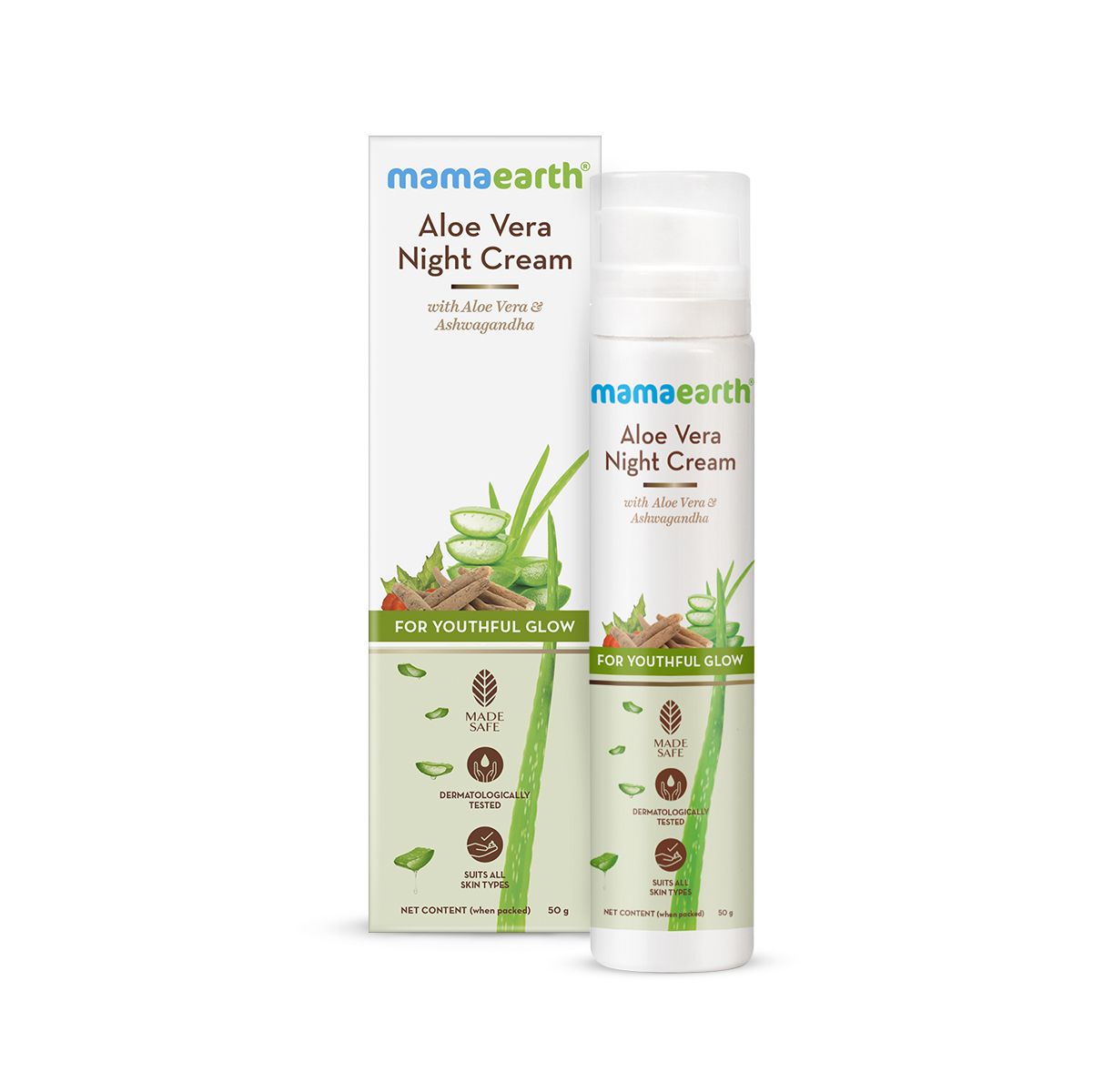 Mamaearth Aloe Vera Night Cream with Aloe Vera and Ashwagandha for a Youthful Glow, 50g - Image 8 - Buy from Indicrest