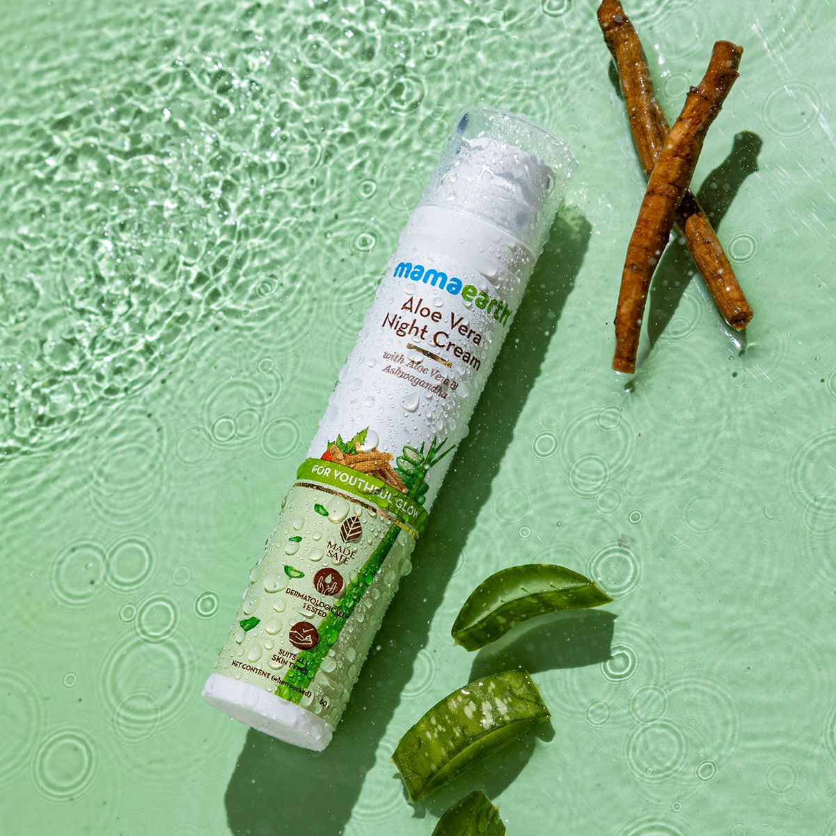 Mamaearth Aloe Vera Night Cream with Aloe Vera and Ashwagandha for a Youthful Glow, 50g - Image 2 - Buy from Indicrest