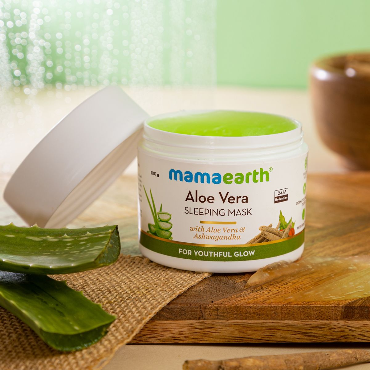 Mamaearth Aloe Vera Sleeping Mask with Aloe Vera & Ashwagandha for a Youthful Glow, 100g - Image 2 - Buy from Indicrest