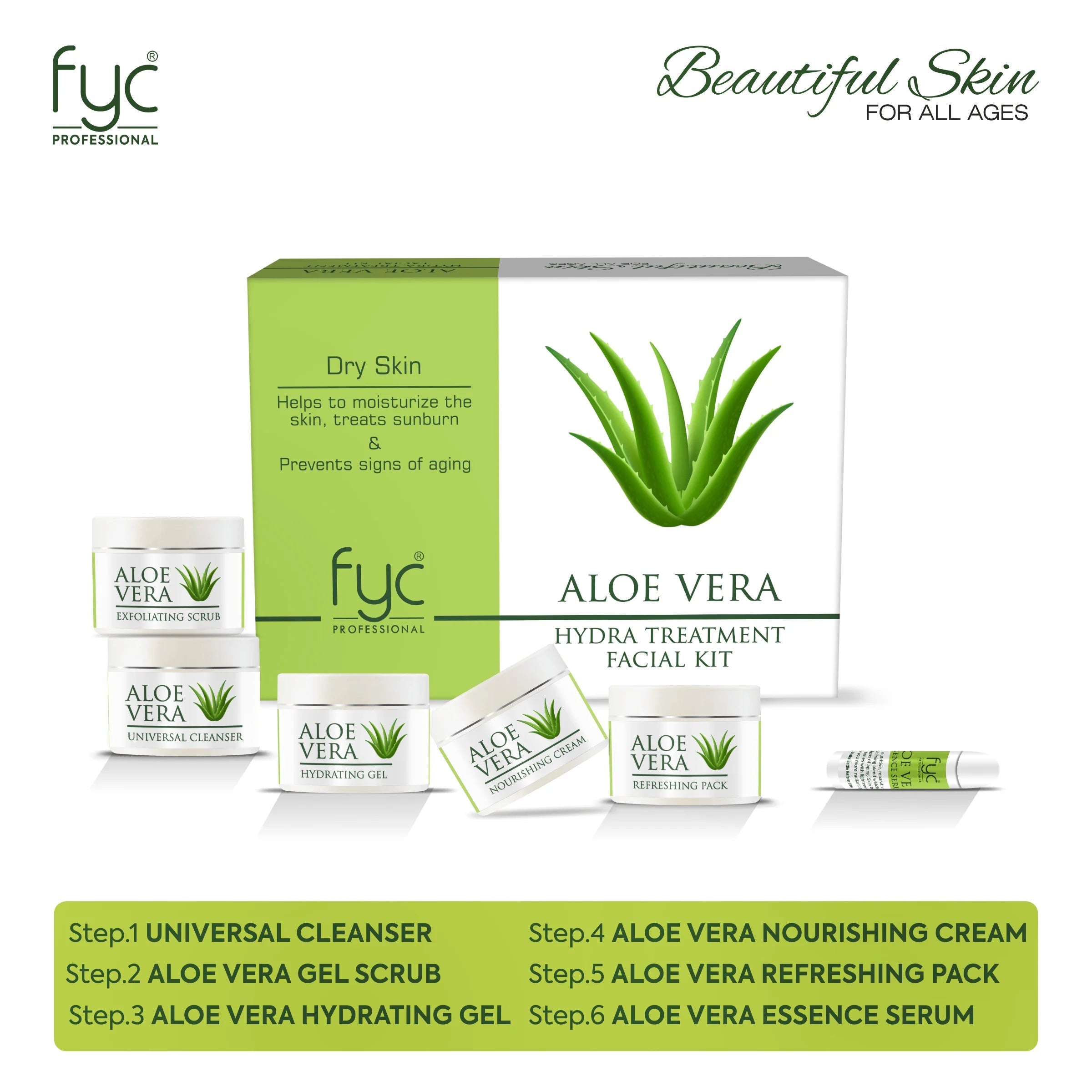 fyc-professional-aloe-vera-facial-kit-hydrating-skincare-set-for-glowing-soothing-results-set-of-5-260g - Image 4 - Buy from Indicrest