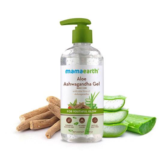 Mamaearth Aloe Ashwagandha Gel with Aloe Vera & Ashwagandha for a Youthful Glow, 300ml - Buy from Indicrest
