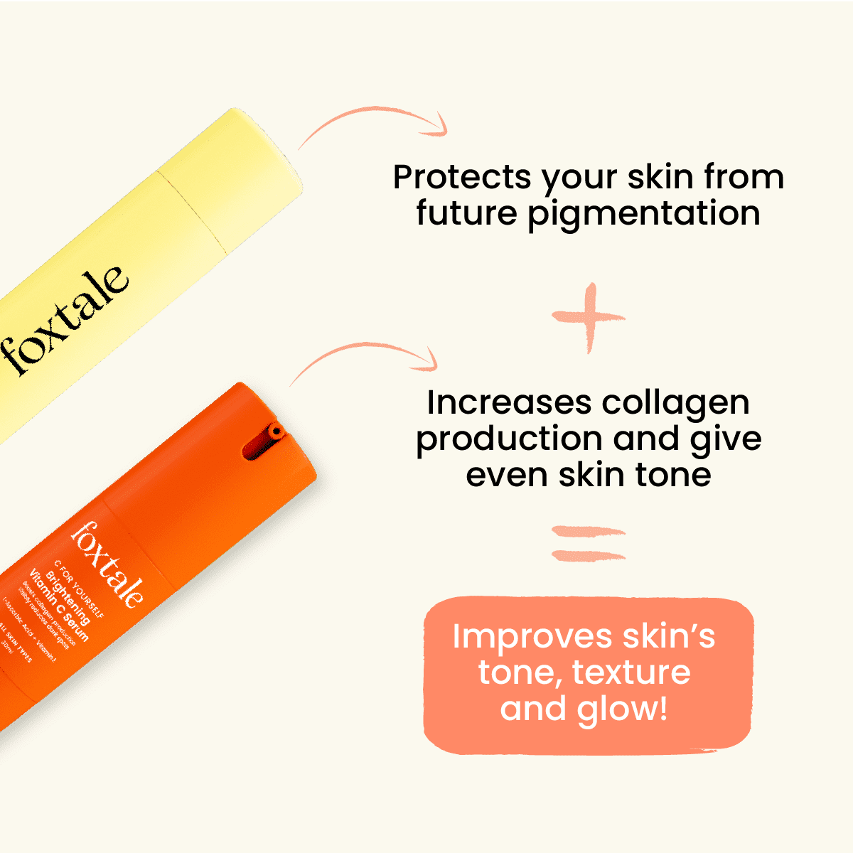 Foxtale Even Tone & Texture Vitamin C Serum + SPF 70 Matte Finish Sunscreen - Image 2 - Buy from Indicrest