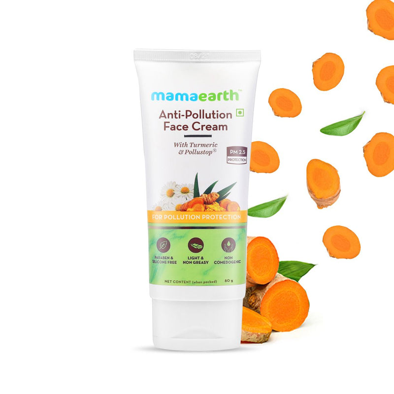 Mamaearth Anti-Pollution Daily Face Cream, for Dry and Oily Skin, with Turmeric and Pollustop For a Bright Glowing Skin, 80ml - Buy from Indicrest