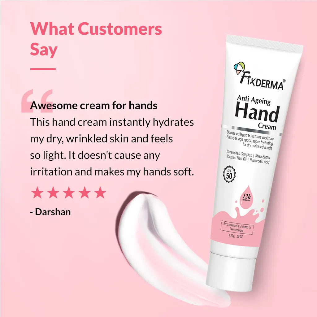 Fixderma Anti Ageing Hand Cream | For Dry, Wrinkled Hands With SPF 50, 30g - Image 6 - Buy from Indicrest