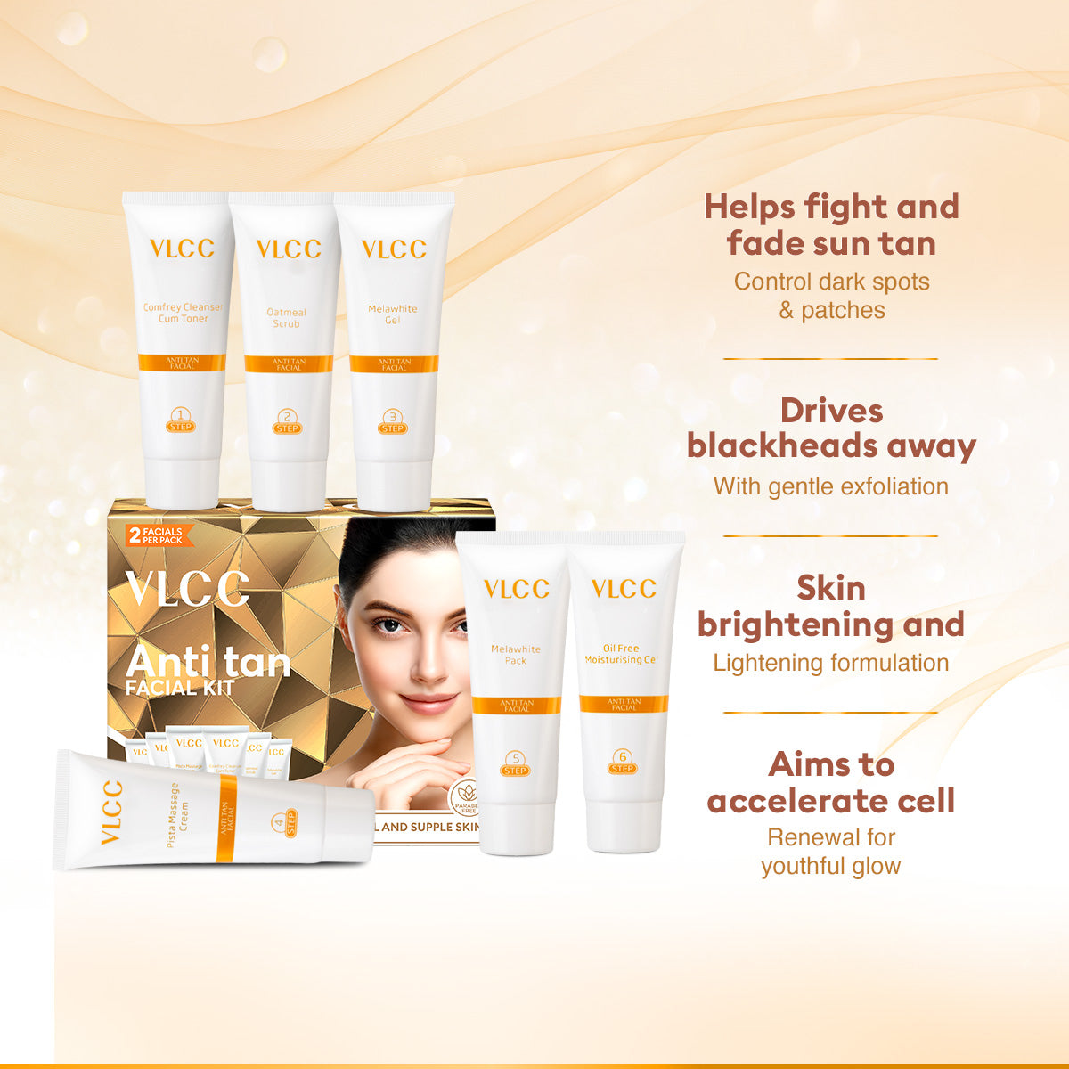 VLCC Anti Tan Single Facial Kit - 60 g - Image 4 - Buy from Indicrest